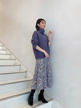 「ボリュームニット」｜「アイテム（スカート）」を使った、PROPORTION STAFFさん（レディース・162cm）の秋コーディネート