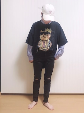 「Guess（ゲス）のアイテム（キャップ）」を使った、아즈키/Azukiさん（レディース・151cm）の夏コーディネート