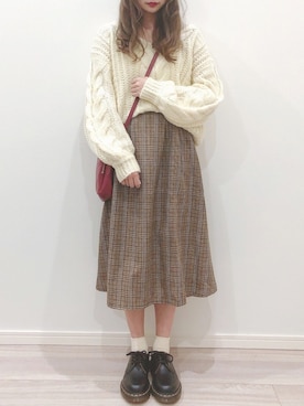 「Dr. Martens（ドクターマーチン）のDr.Martens / ドクターマーチン 1461 3EYE GIBSON SHOE 3ホール ギブソン シューズ ブーツ（ブーツ）」を使った、kotori ¨̮さん（レディース・157cm）の冬コーディネート
