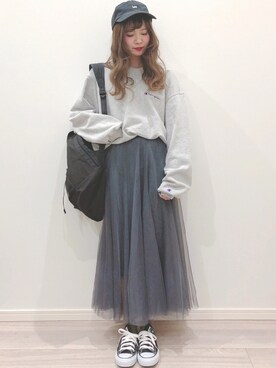 kotori ¨̮さんの「[低身長サイズ有]チュールロングスカート」を使ったコーディネート