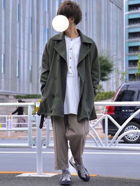 「CASPER JOHN（キャスパージョン）のアイテム（ピーコート）」を使った、hideaki さん（メンズ・175cm）の秋コーディネート