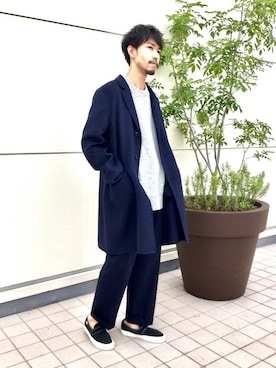 「BANANA REPUBLIC」｜「アイテム（チェスターコート）」を使った、BANANAREPUBLICさん（メンズ・183cm）の秋コーディネート