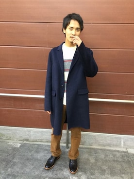 「BANANA REPUBLIC」｜「アイテム（チェスターコート）」を使った、BANANAREPUBLICさん（メンズ・168cm）の秋コーディネート