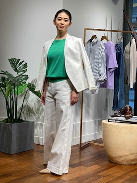「BANANA REPUBLIC」｜「アイテム（ノーカラージャケット）」を使った、BANANAREPUBLICさん（レディース・160cm）の夏コーディネート
