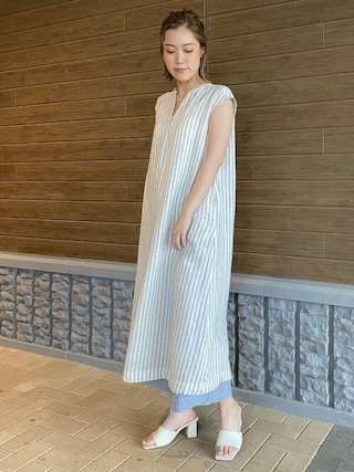 バナナリパブリック　ノースリーブシャツワンピース　ストライプ　コットン Banana Republic - バナナリパブリック ノースリーブ コットン