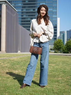 「BANANA REPUBLIC」｜「アイテム（ハンチング/ベレー帽）」を使った、BANANAREPUBLICさん（レディース・163cm）の秋コーディネート