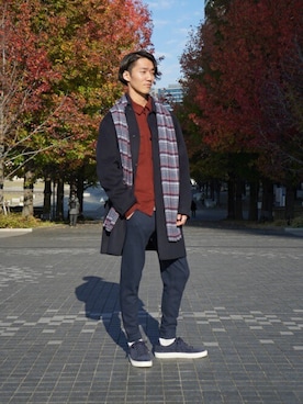 「シャツジャケット」｜「アイテム（ピーコート）」を使った、BANANAREPUBLICさん（レディース・160cm）の秋コーディネート