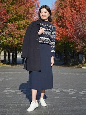 「BANANA REPUBLIC」｜「アイテム（ピーコート）」を使った、BANANAREPUBLICさん（レディース・174cm）の秋コーディネート