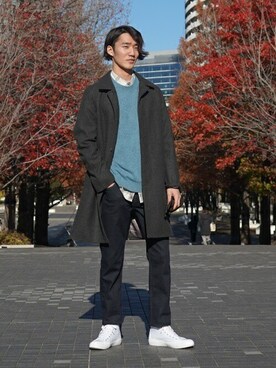 「BANANA REPUBLIC」｜「アイテム（ステンカラーコート）」を使った、BANANAREPUBLICさん（メンズ・176cm）の冬コーディネート
