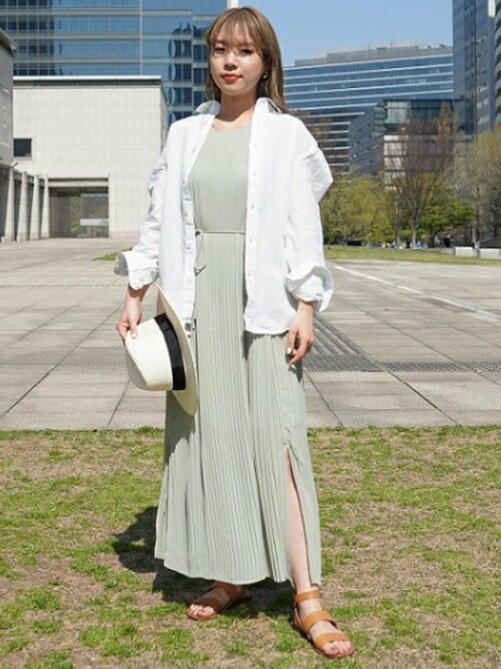 【バナナリパブリック】ロングワンピース/ホワイト Banana Republic（バナナリパブリック）の「Rhyah ポプリン