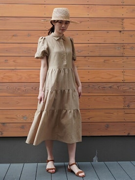 Banana Republic バナナ リパブリック レディース のワンピース ドレス ベージュ系 ティアード コーディネート セールアイテム Zozotown