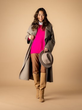 「BANANA REPUBLIC」｜「アイテム（チェスターコート）」を使った、BANANAREPUBLICさん（レディース・165cm）の冬コーディネート