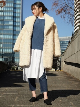 「BANANA REPUBLIC」｜「アイテム（スリッポン）」を使った、BANANAREPUBLICさん（レディース・168cm）の冬コーディネート