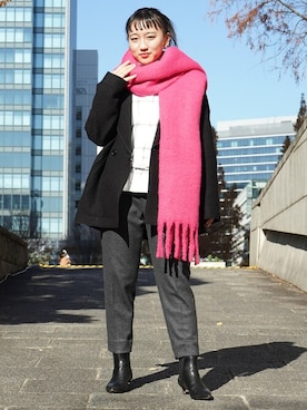 「BANANA REPUBLIC」｜「アイテム（ピーコート）」を使った、BANANAREPUBLICさん（レディース・158cm）の冬コーディネート
