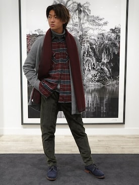 「リブタートルネック」｜「アイテム（パンツ）」を使った、BANANAREPUBLICさん（メンズ・173cm）の冬コーディネート