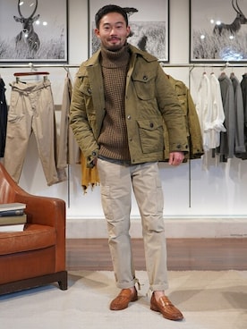 「ワッフルニット」｜「アイテム（その他アウター）」を使った、BANANAREPUBLICさん（メンズ・171cm）の冬コーディネート