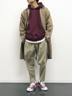 「SENSE OF PLACE by URBAN RESEARCH（センスオブプレイスバイアーバンリサーチ）のアイテム（ステンカラーコート）」を使った、kanayamataiseiさん（メンズ・178cm）の秋コーディネート