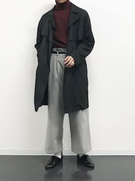 「SENSE OF PLACE by URBAN RESEARCH（センスオブプレイスバイアーバンリサーチ）のアイテム（ステンカラーコート）」を使った、kanayamataiseiさん（メンズ・178cm）の秋コーディネート