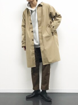 「SENSE OF PLACE by URBAN RESEARCH（センスオブプレイスバイアーバンリサーチ）のアイテム（ステンカラーコート）」を使った、kanayamataiseiさん（メンズ・178cm）の冬コーディネート