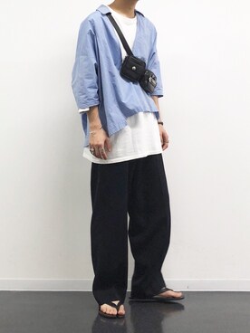 kanayamataiseiさんの「エクストラルーズTシャツ(5分袖)」を使ったコーディネート