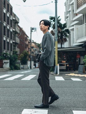 「markaware（マーカウェア）のアイテム（スラックス）」を使った、kanayamataiseiさん（メンズ・177cm）の秋コーディネート