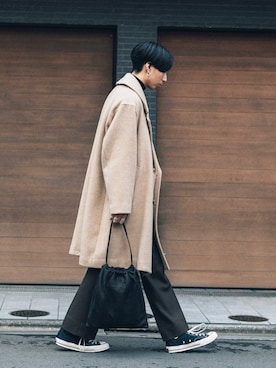 「markaware（マーカウェア）のアイテム（スラックス）」を使った、kanayamataiseiさん（メンズ・177cm）の冬コーディネート
