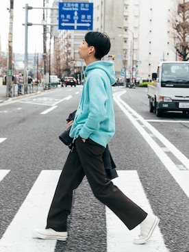 「markaware（マーカウェア）のアイテム（スラックス）」を使った、kanayamataiseiさん（メンズ・177cm）の冬コーディネート