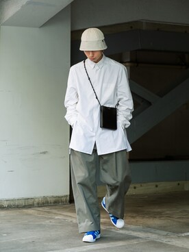 h'eres｜kanayamataisei使用「STUDIO NICHOLSON（【STUDIO NICHOLSON】 PEACHED COTTON VOLUME PLEAT PANTS）」的時尚穿搭