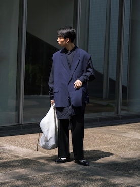 「HED MAYNER（ヘドメイナー）のアイテム（ジャケット/アウター）」を使った、kanayamataiseiさん（メンズ・177cm）の春コーディネート