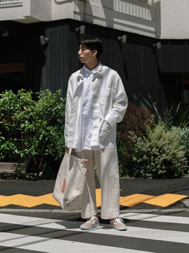 「STUDIO NICHOLSON（スタジオニコルソン）の＜STUDIO NICHOLSON（スタジオ ニコルソン）＞ VOLUME PT（その他パンツ）」を使った、kanayamataiseiさん（メンズ・177cm）の春コーディネート