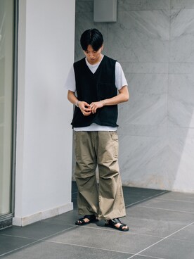 「Graphpaper（グラフペーパー）のアイテム（カーゴパンツ）」を使った、kanayamataiseiさん（メンズ・177cm）の春コーディネート
