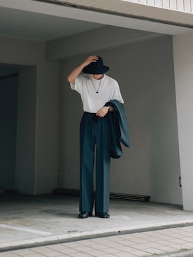 「STUDIO NICHOLSON（スタジオニコルソン）のアイテム（帽子）」を使った、kanayamataiseiさん（メンズ・177cm）の夏コーディネート