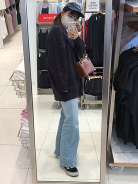 「BEN DAVIS（ベンデイビス）のアイテム（キャップ、ブルー系）」を使った、rumiさん（レディース・160cm）の春コーディネート