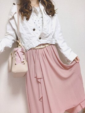 「GRL（グレイル）のアイテム（デニムジャケット）」を使った、yuumiさん（レディース・158cm）の春コーディネート