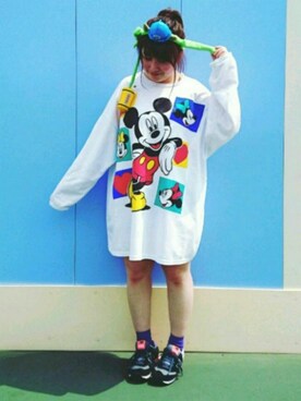 「TDL」｜「アイテム（ワンピース/ドレス）」を使った、misanさん（レディース・151cm）の春コーディネート