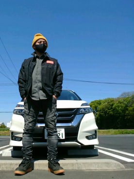 「JORDAN BRAND（ジョーダンブランド）のアイテム（ブルゾン、ブラック系）」を使った、haruさん（メンズ・172cm）の春コーディネート