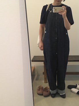 「TUKI（ツキ）のアイテム（サロペット/オーバーオール、ブルー系）」を使った、hintkさん（レディース・150cm）の夏コーディネート