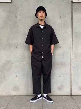 「Upcycle（アップサイクル）のアイテム」を使った、Narushima Yosukeさん（メンズ・172cm）の春コーディネート