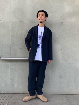 「BEAUTY&YOUTH UNITED ARROWS（ビューティーアンドユースユナイテッドアローズ）のBY 360 MASTER バルーンシルエット イージーパンツ/セットアップ対応 -ウォッシャブル・伸縮性-（その他パンツ、ブルー系）」を使った、Narushima Yosukeさん（メンズ・172cm）の夏コーディネート