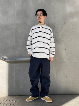 「Thingless（シングレス）のアイテム（パンツ）」を使った、Narushima Yosukeさん（メンズ・172cm）の冬コーディネート