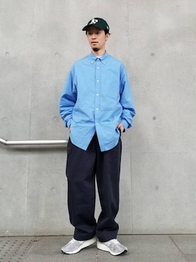「RECOMMEND  ITEM STYLING」｜「アイテム（帽子）」を使った、Narushima Yosukeさん（メンズ・172cm）の冬コーディネート