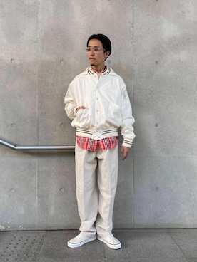 「RECOMMEND  ITEM STYLING」｜「アイテム（スウェット）」を使った、Narushima Yosukeさん（メンズ・172cm）の冬コーディネート