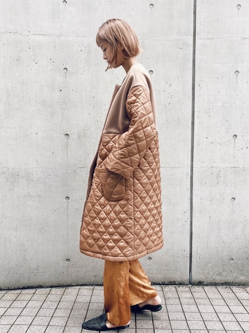 印象のデザイン Audrey ロングコート ダンボール×キルティング Wad John and - ロングコート