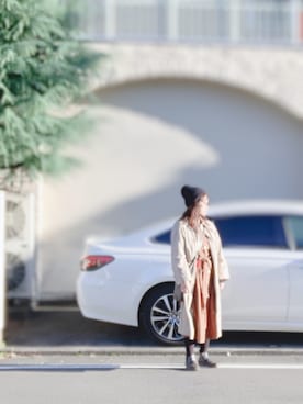 「BURBERRY（バーバリー）のアイテム（ステンカラーコート）」を使った、miyuさん（レディース・158cm）の秋コーディネート