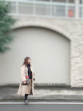 「BURBERRY（バーバリー）のアイテム（ステンカラーコート）」を使った、miyuさん（レディース・158cm）の秋コーディネート