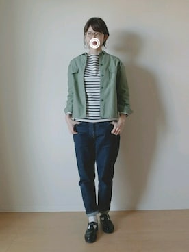 「MANUAL ALPHABET（マニュアル アルファベット）のアイテム」を使った、▽shiho△さん（レディース・165cm）の春コーディネート