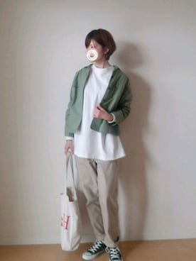 「MANUAL ALPHABET（マニュアル アルファベット）のアイテム」を使った、▽shiho△さん（レディース・165cm）の春コーディネート
