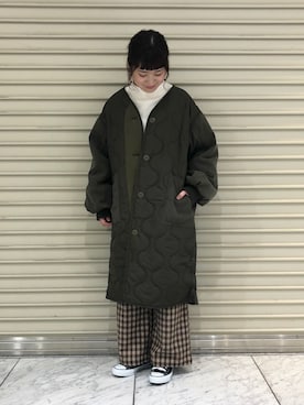 「キルティングコート」｜Risako Nakaさん（レディース・160cm）の秋コーディネート