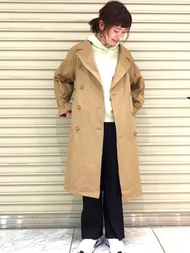 「w closet」｜「アイテム（トレンチコート）」を使った、Risako Nakaさん（レディース・160cm）の冬コーディネート