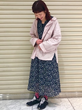 「w closet（ダブルクローゼット）のアイテム（シャツ/ブラウス、ピンク系）」を使った、Risako Nakaさん（レディース・160cm）の冬コーディネート